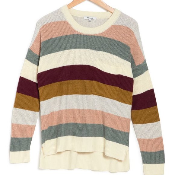 Madewell Sweaters - MADEWELL Thompson Pocket Pullover Sweater in Rainbow Stripe {F48}